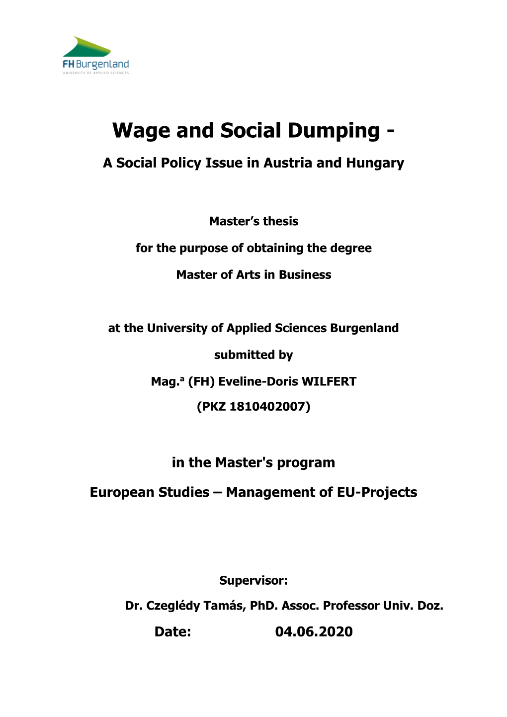 Wage and Social Dumping