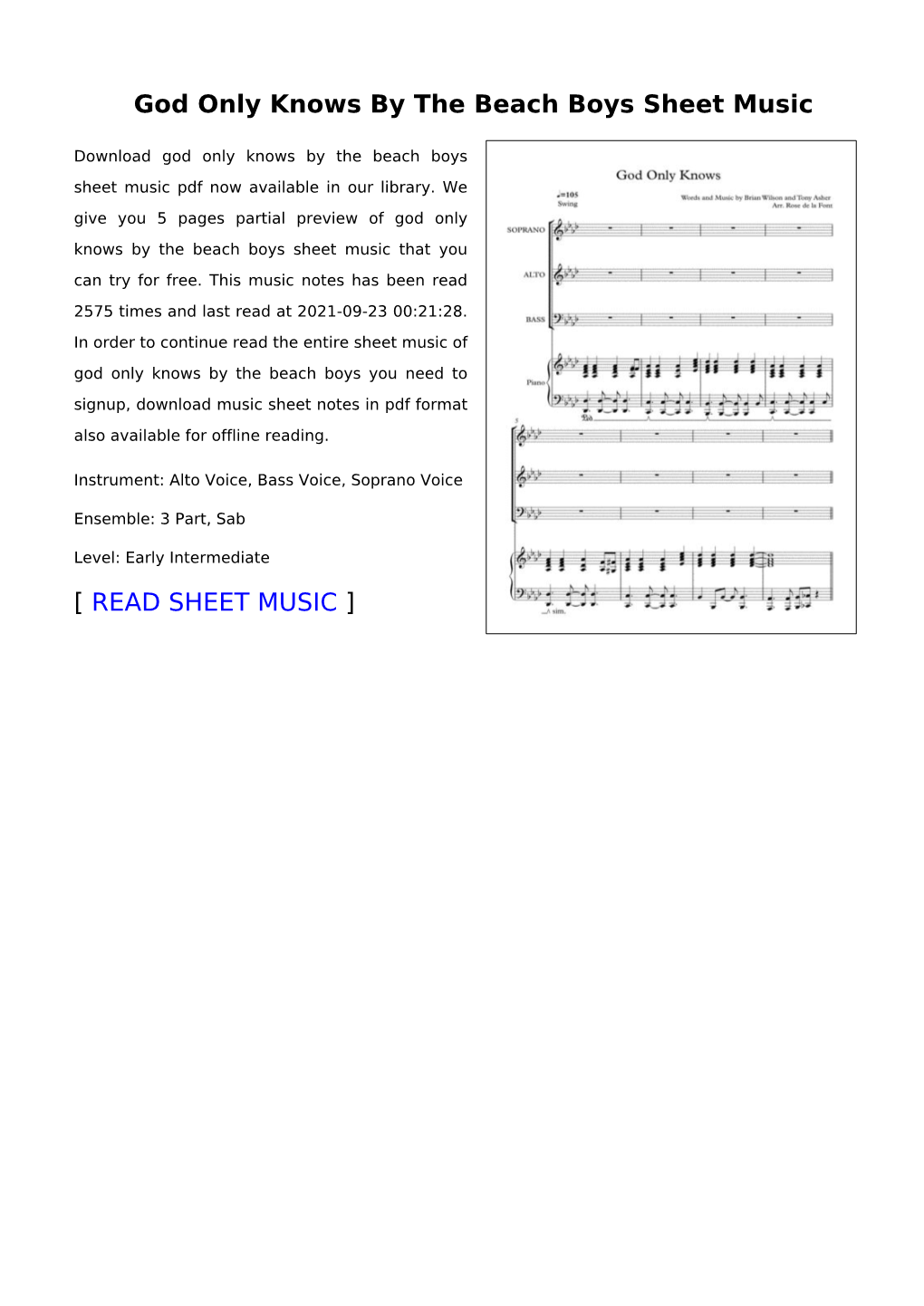 God Only Knows by the Beach Boys Sheet Music