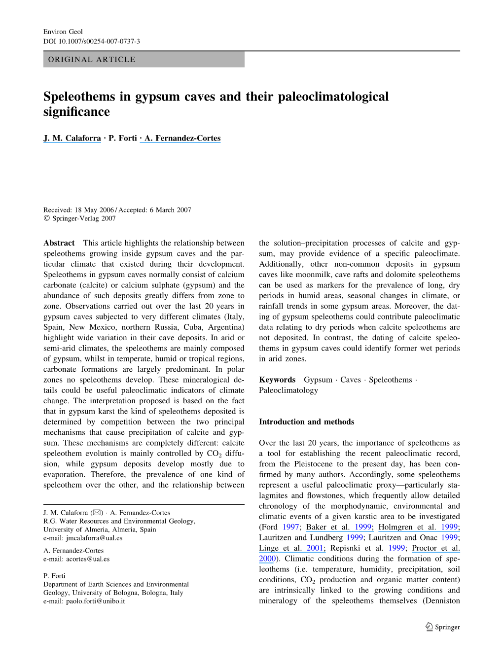 Speleothems in Gypsum Caves and Their Paleoclimatological Significance