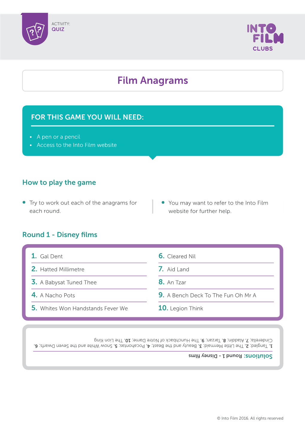 Film Anagrams