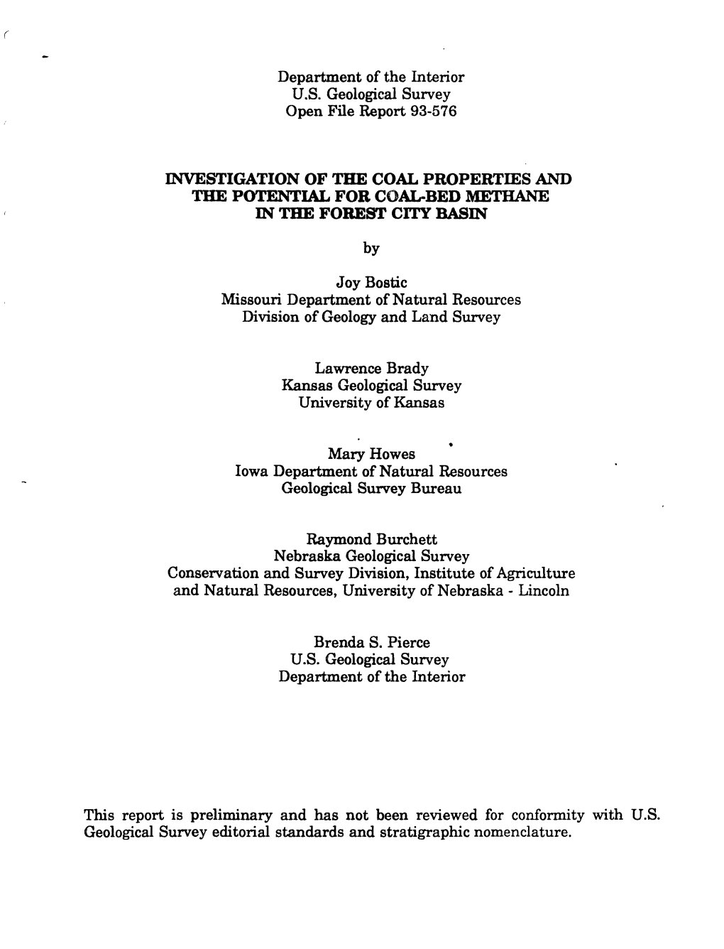 Department of the Interior U.S. Geological Survey INVESTIGATION