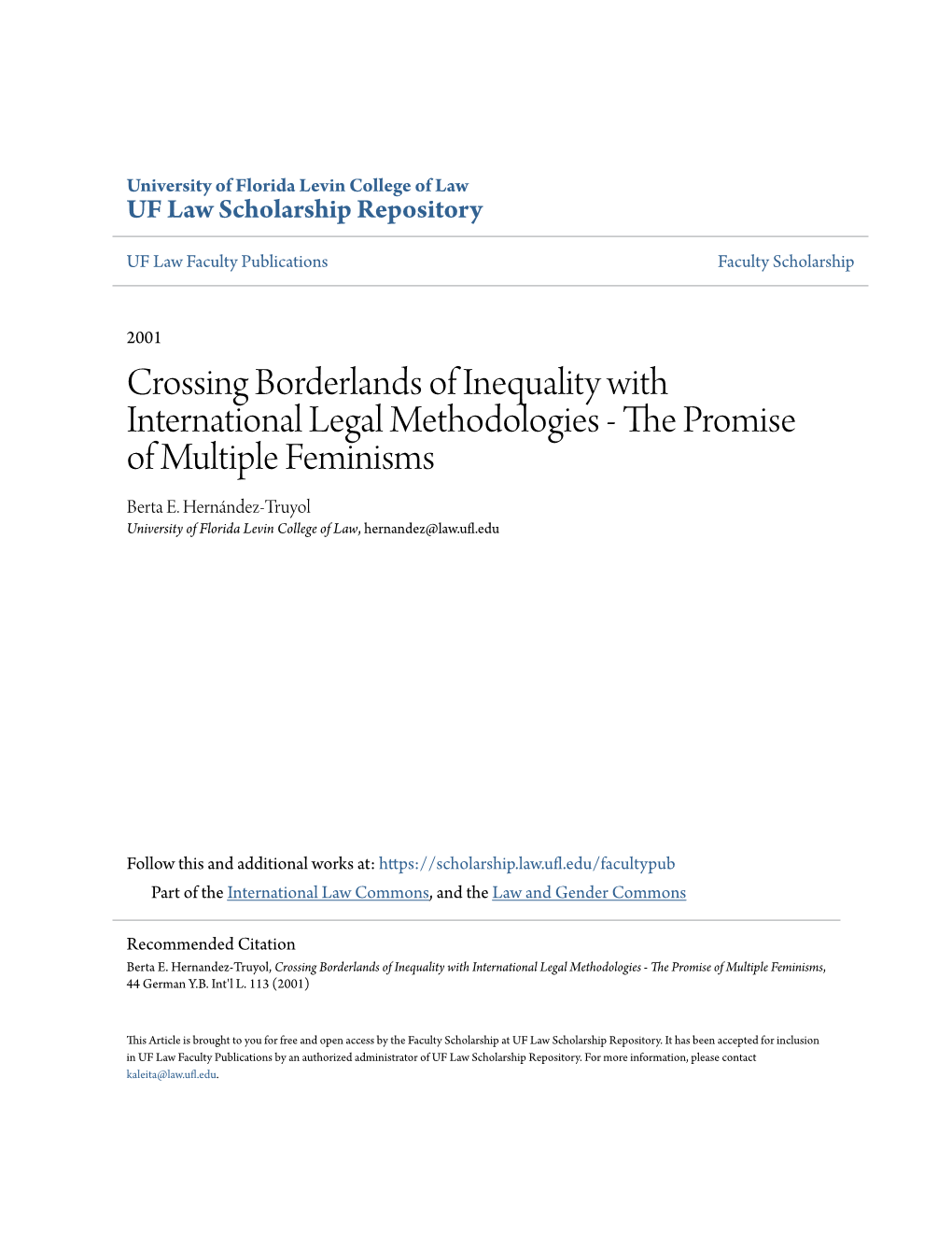 The Promise of Multiple Feminisms, 44 German Y.B