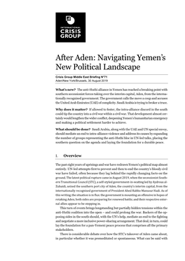 After Aden: Navigating Yemen's New Political Landscape