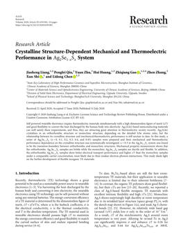 Research Article Crystalline Structure-Dependent Mechanical and Thermoelectric