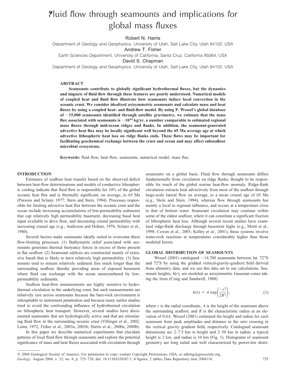 Fluid Flow Through Seamounts and Implications for Global Mass Fluxes