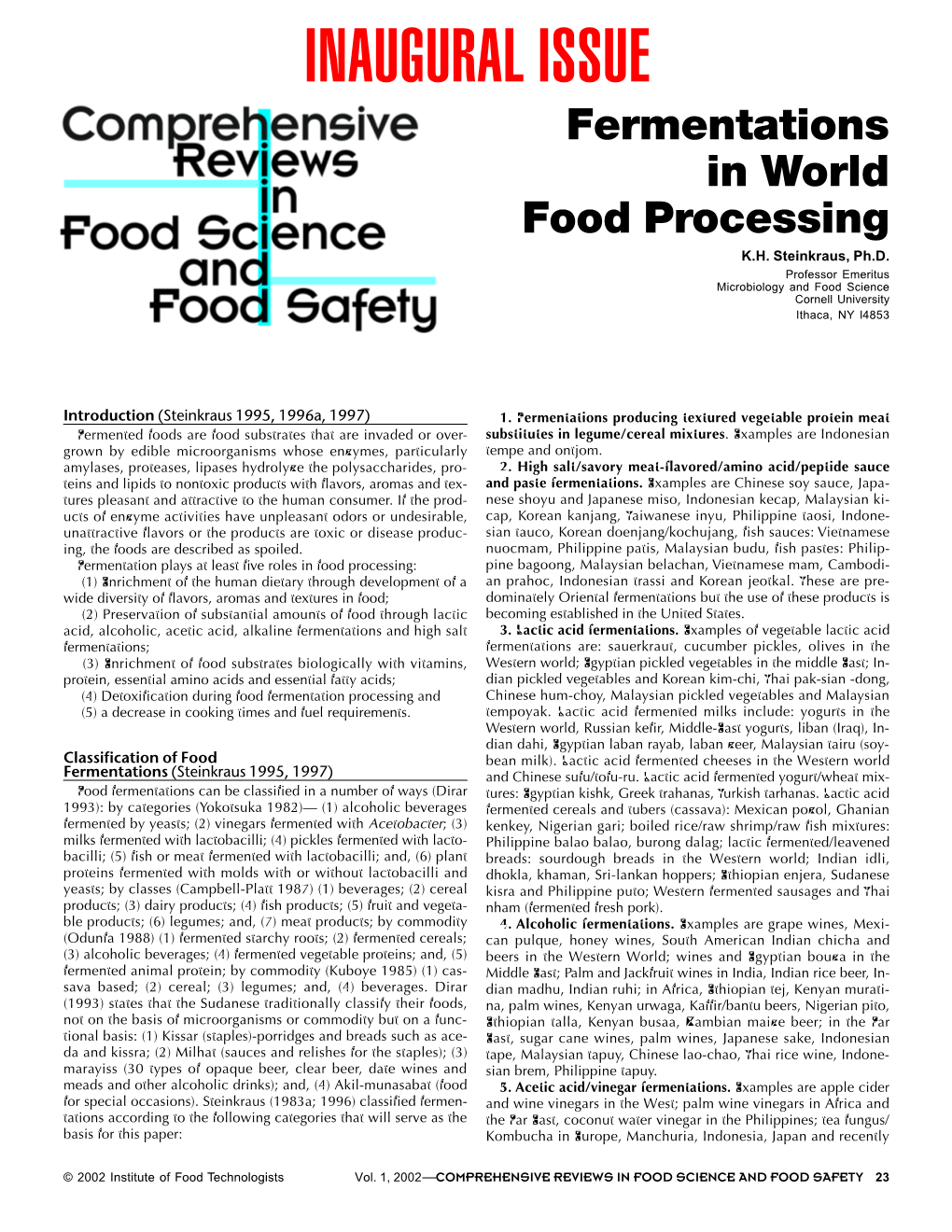 Fermentations in World Food Processing K.H