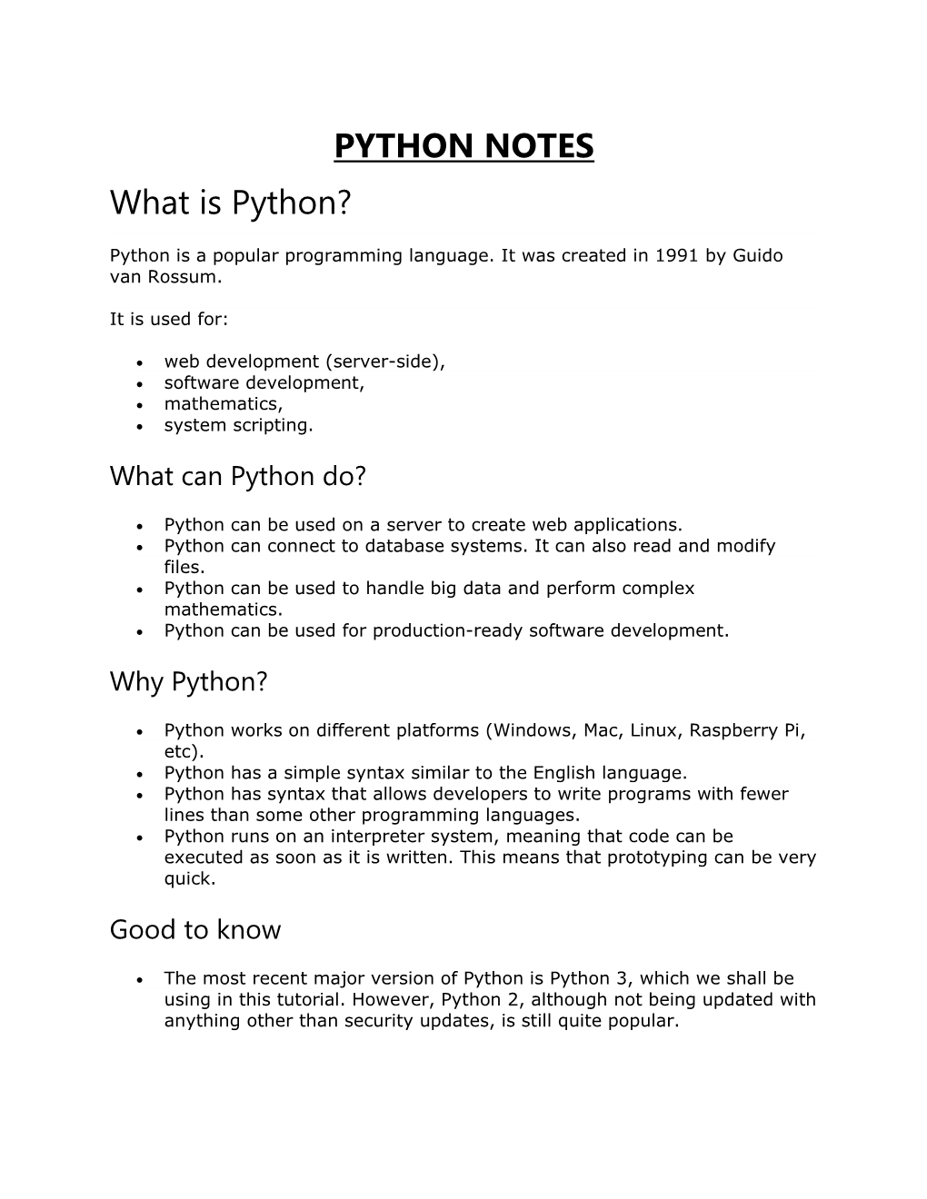 PYTHON NOTES What Is Python?