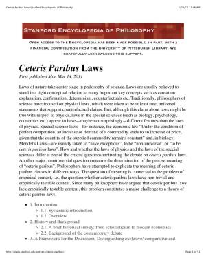 Ceteris Paribus Laws (Stanford Encyclopedia of Philosophy) 2/28/13 11:46 AM