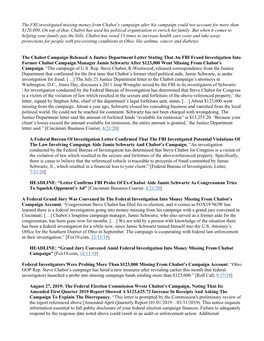 The FBI Investigated Missing Money from Chabot's Campaign After His Campaign Could Not Account for More Than $120,000. On
