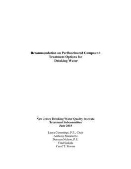 Recommendation on Perfluorinated Compound Treatment Options for Drinking Water