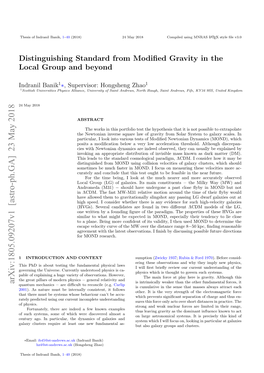 Distinguishing Standard from Modified Gravity in the Local Group And