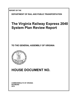 The Virginia Railway Express 2040 System Plan Review Report