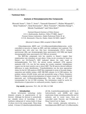Analysis of Benzylpiperazine-Like Compounds Hiroyuki Inoue 1