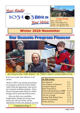 3BBR FM Newsletter (Winter 2020)