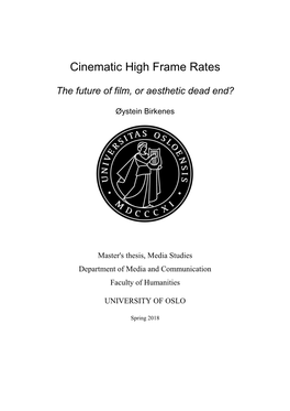 Cinematic High Frame Rates