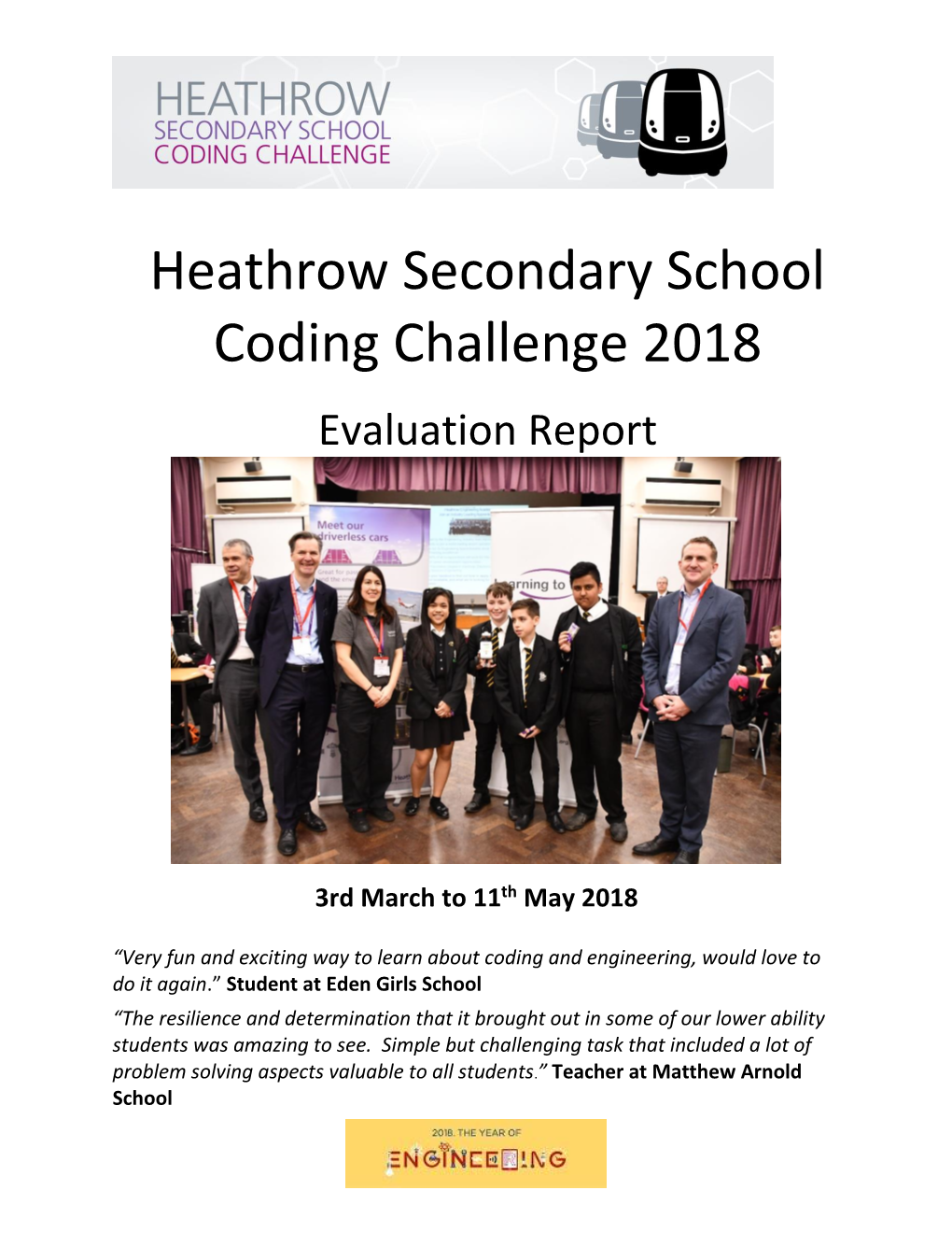 Heathrow Secondary School Challenge 2018