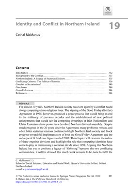 Identity and Conflict in Northern Ireland 19 Cathal Mcmanus