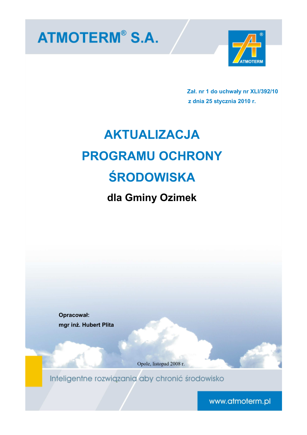 Aktualizacja Programu Ochrony Środowiska Dla Gminy Ozimek