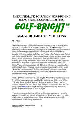 The Ultimate Solution for Driving Range and Course Lighting
