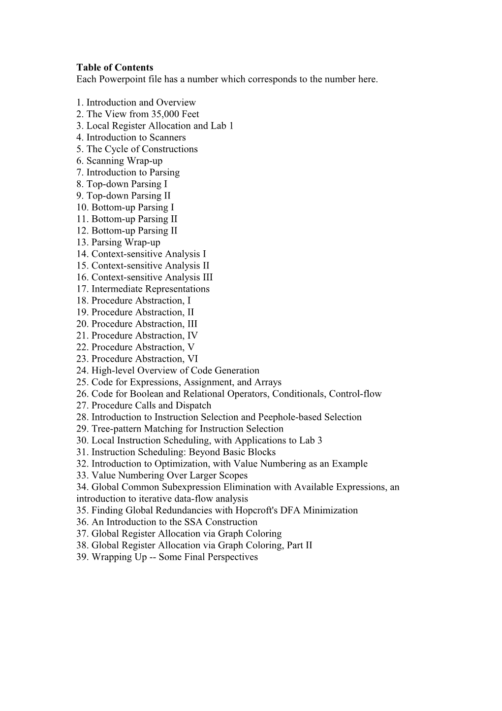 Each Powerpoint File Has a Number Which Corresponds to the Number Here