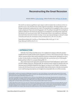Reconstructing the Great Recession