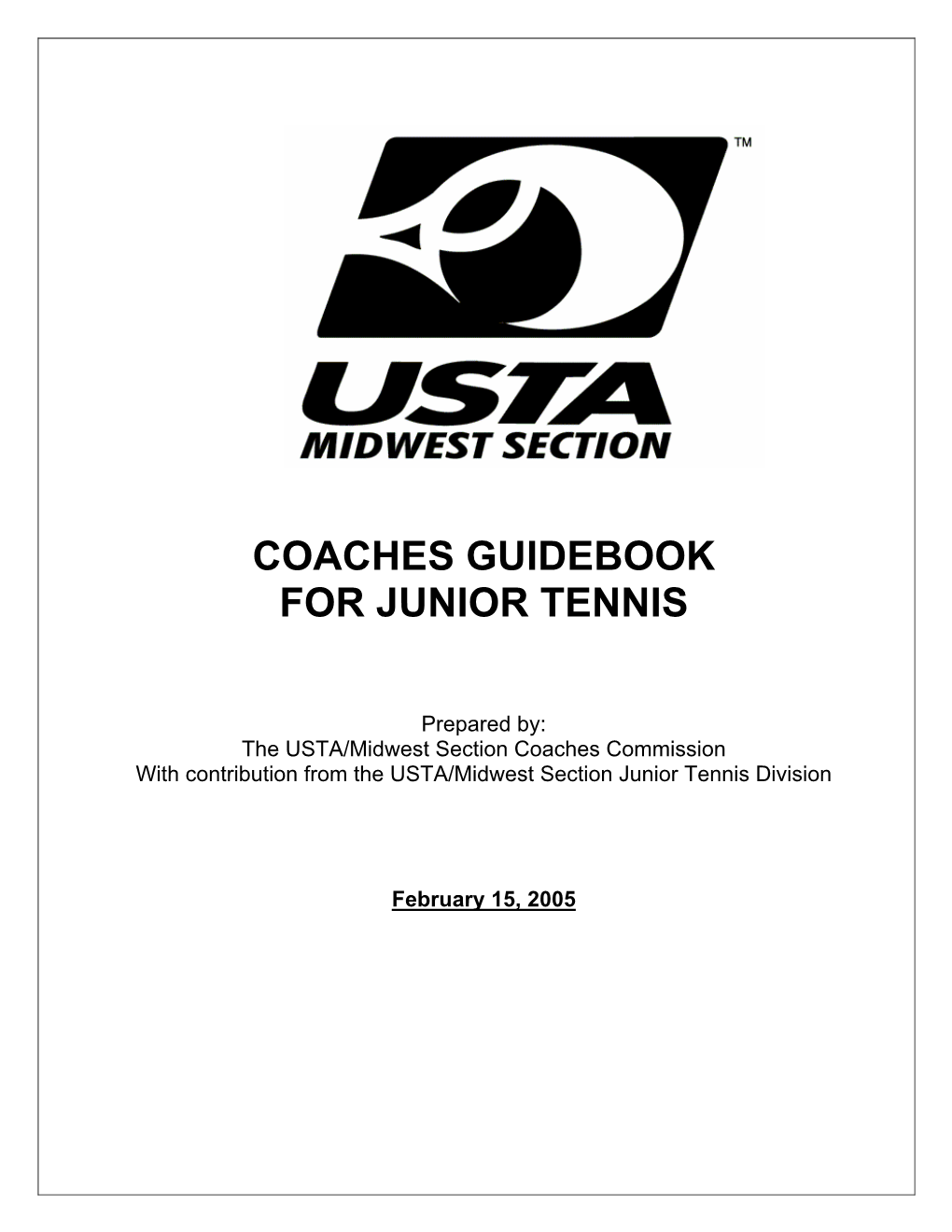 Coaches Guidebook for Junior Tennis