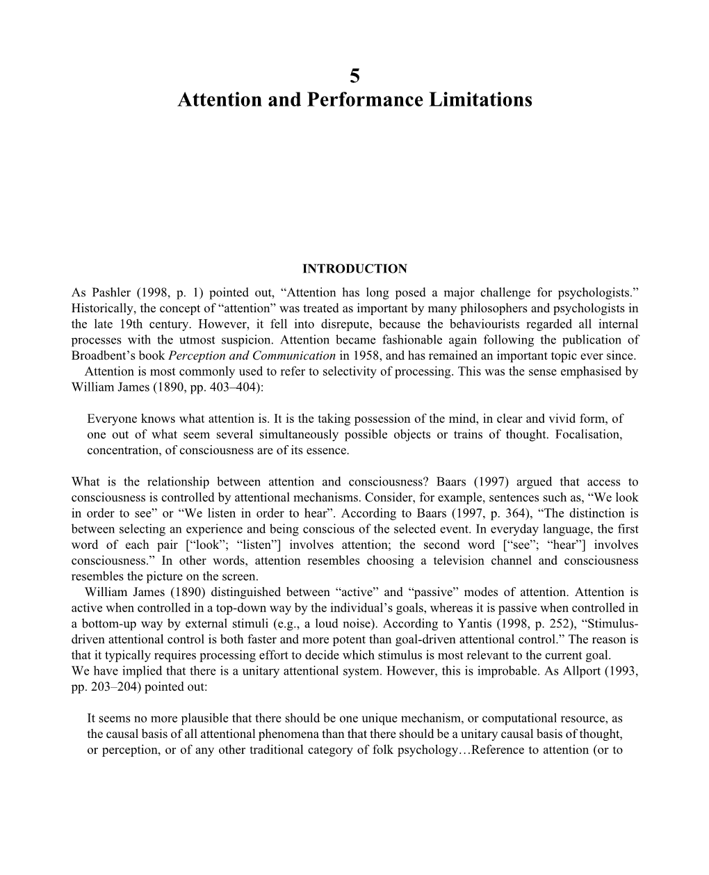 5 Attention and Performance Limitations