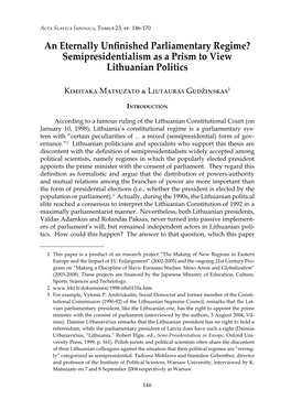 Semipresidentialism As a Prism to View Lithuanian Politics