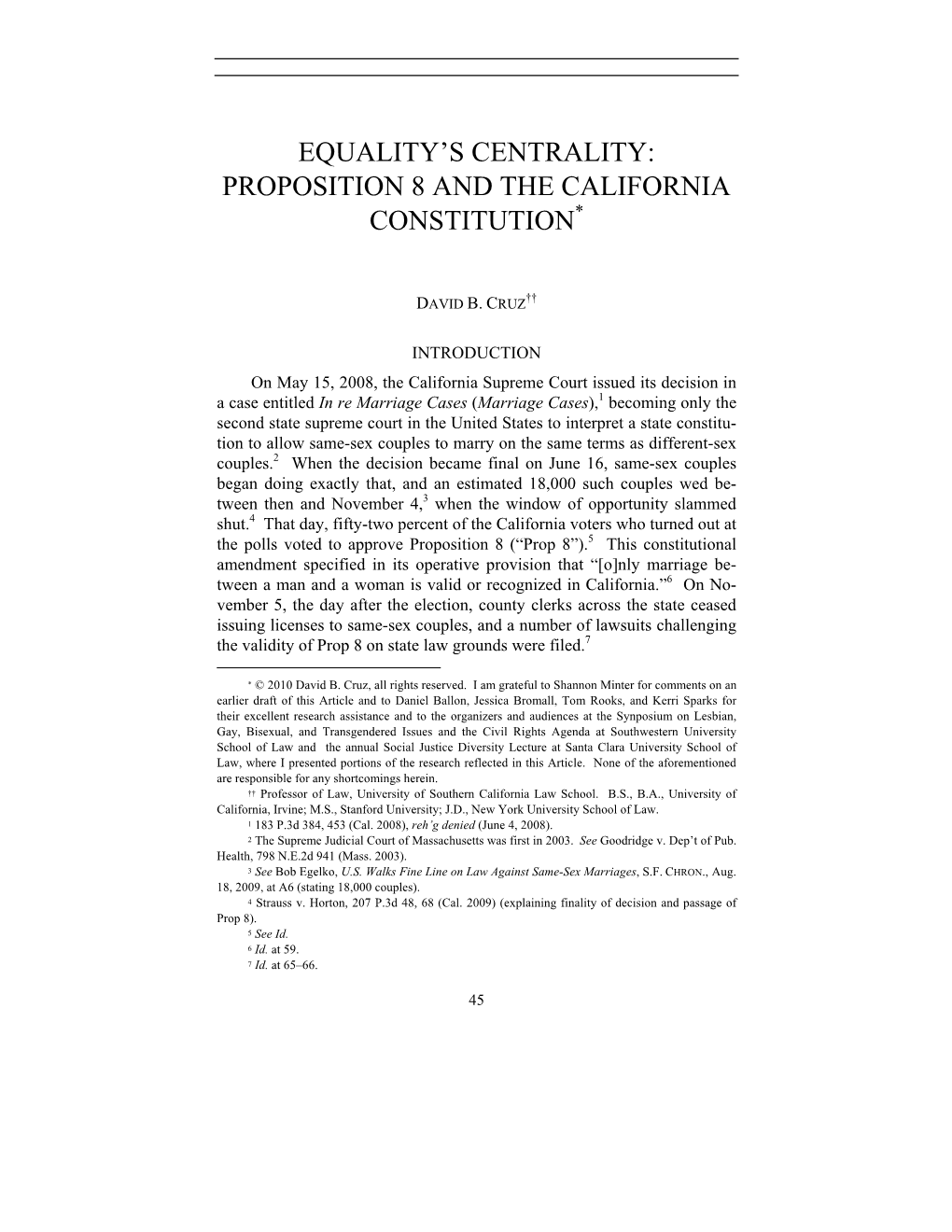 Proposition 8 and the California Constitution*
