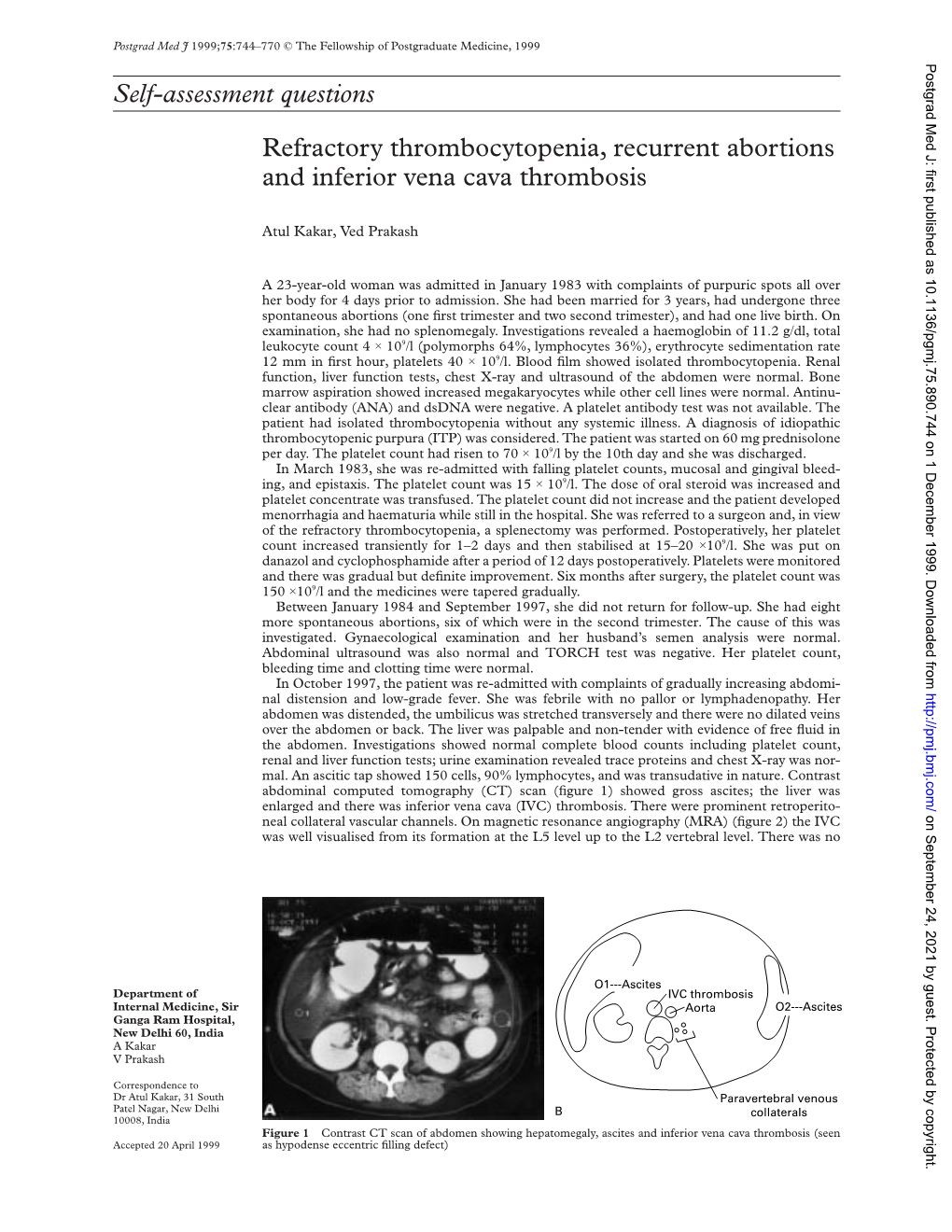 Self-Assessment Questions Refractory Thrombocytopenia, Recurrent