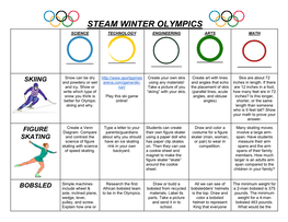 Steam Winter Olympics Science Technology Engineering Arts Math