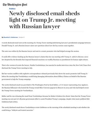 Newly Disclosed Email Sheds Light on Trump Jr. Meeting with Russian Lawyer