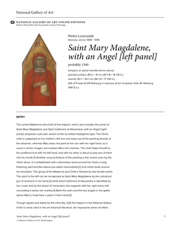 Saint Mary Magdalene, with an Angel [Left Panel]