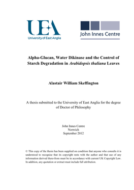 Alpha-Glucan, Water Dikinase and the Control of Starch Degradation in Arabidopsis Thaliana Leaves