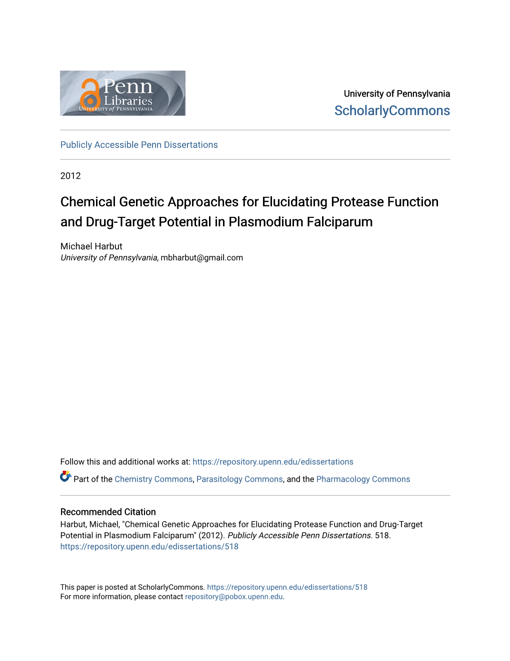 Chemical Genetic Approaches for Elucidating Protease Function and Drug-Target Potential in Plasmodium Falciparum