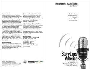 Storylines Midwest Saul Bellow Was Born in Lachine, Quebec, in the Adventures of Augie March Is the “Great Discussion Guide No