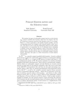 Poincaré-Einstein Metrics and the Schouten Tensor
