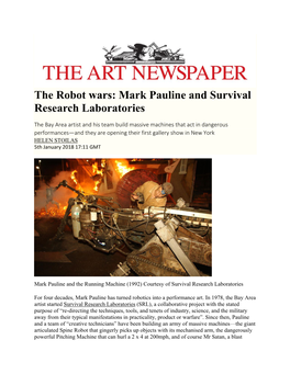 Survival Research Laboratories Featured in the Art Newspaper
