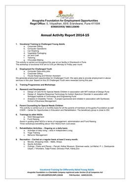 Annual Activity Report 2014-15