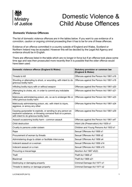 Domestic Violence & Child Abuse Offences