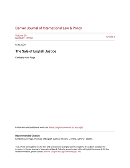 The Sale of English Justice