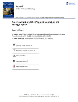 America First and the Populist Impact on US Foreign Policy