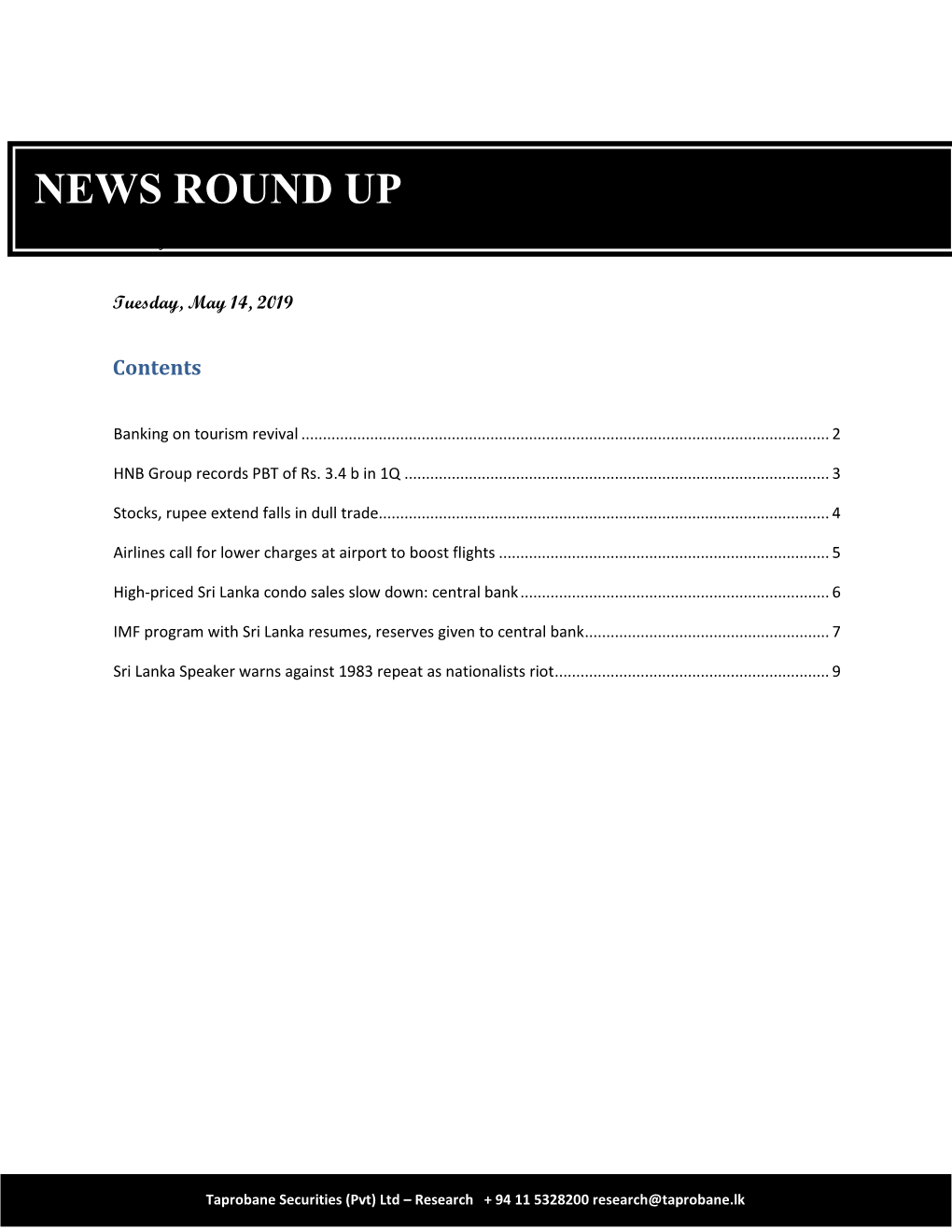 News Round up 14.05.2019