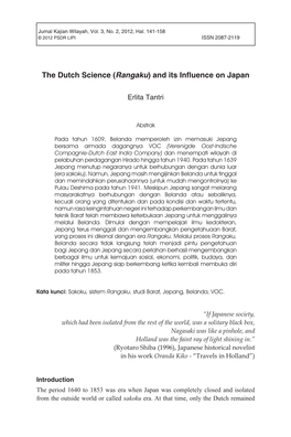Rangaku) and Its Influence on Japan 141 Jurnal Kajian Wilayah, Vol