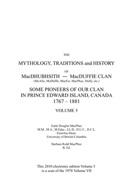 THE MYTHOLOGY, TRADITIONS and HISTORY of Macdhubhsith