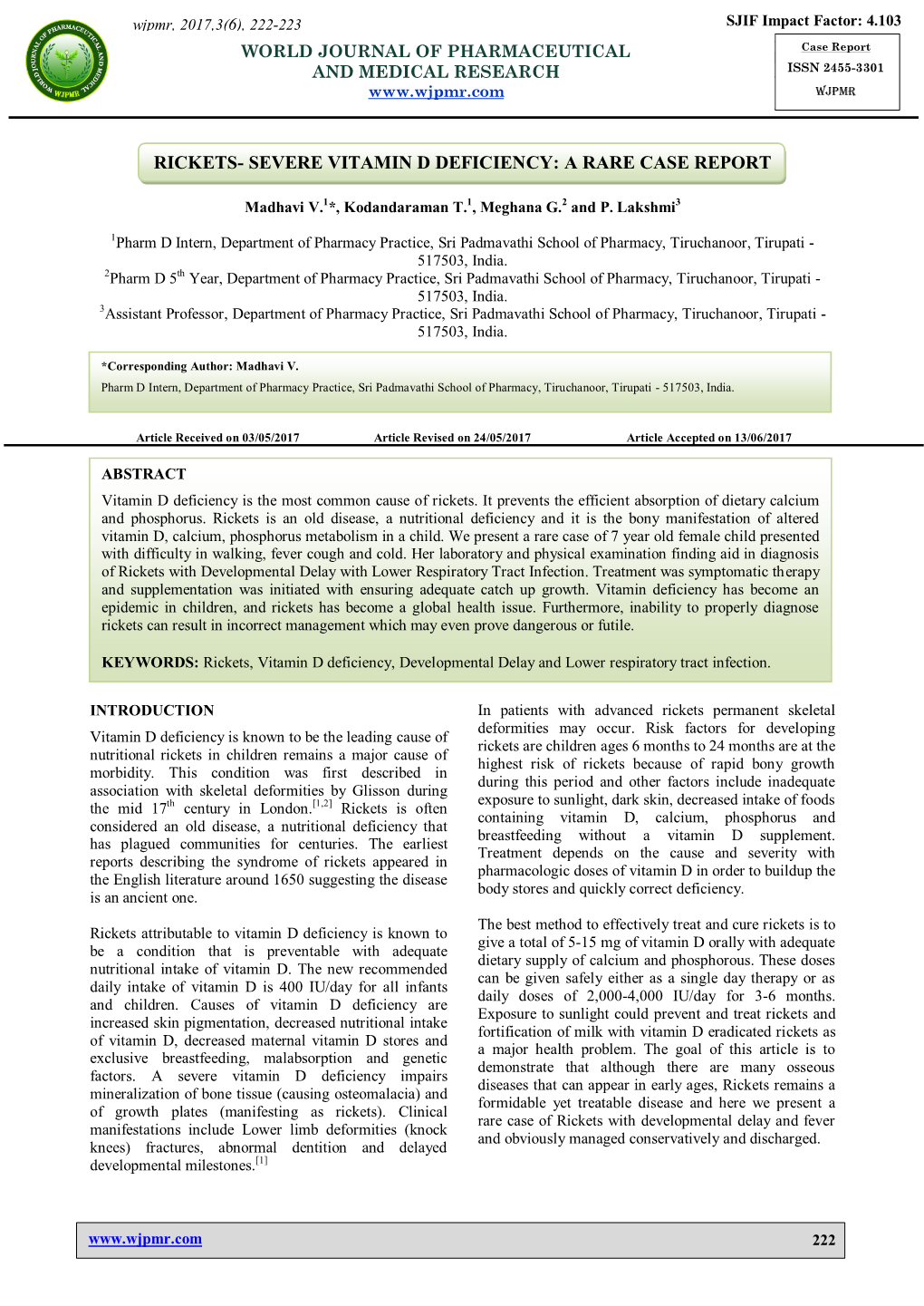 Severe Vitamin D Deficiency: A Rare Case Report - DocsLib