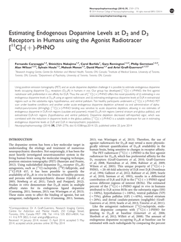 Estimating Endogenous Dopamine Levels at D2 and D3 Receptors in Humans Using the Agonist Radiotracer [11C]-( Þ )-PHNO