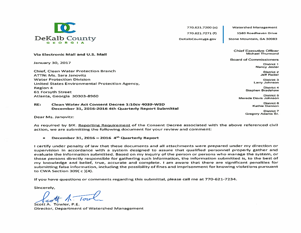 Dekalb County 2016 4Th Quarter Report