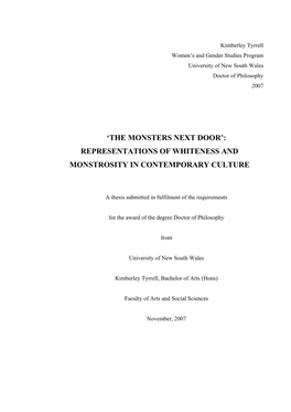 Representations of Whiteness and Monstrosity in Contemporary Culture