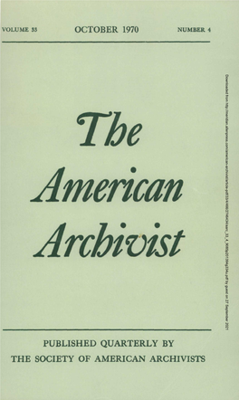 Published Quarterly by the Society of American Archivists Calendar
